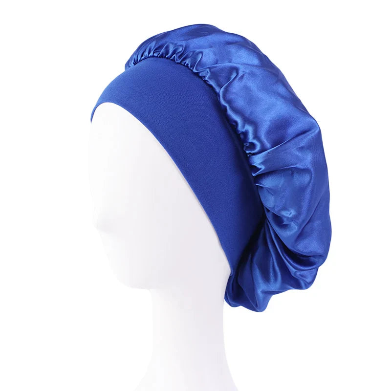 New Women's Satin Solid Wide-brimmed Sleeping Hat