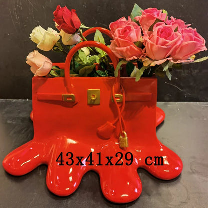 0907BA high quality silver Resin Flowers Vase Bag Home Decor aesthetic room decor Wedding desk Ornament Living Room Big Bag Vase Luxury