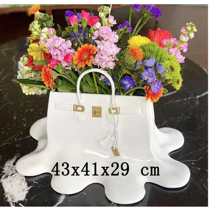 0907BA high quality silver Resin Flowers Vase Bag Home Decor aesthetic room decor Wedding desk Ornament Living Room Big Bag Vase Luxury