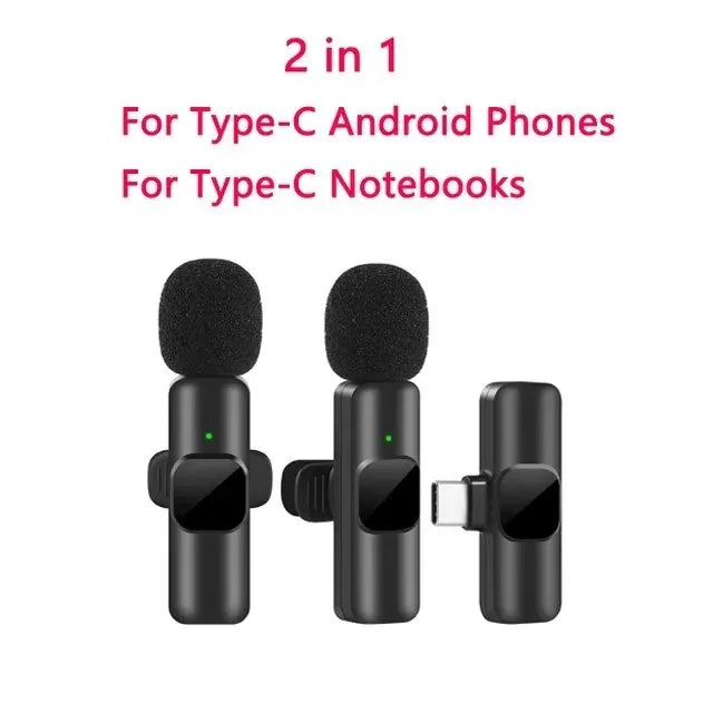 Wireless Lavalier Microphone Portable Audio Video Recording Mini Mic