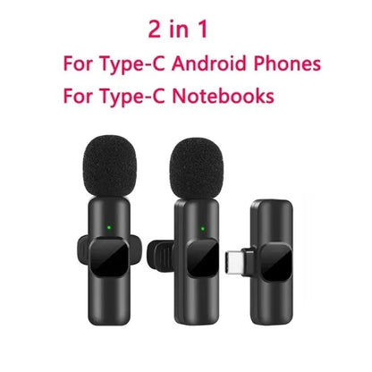Wireless Lavalier Microphone Portable Audio Video Recording Mini Mic
