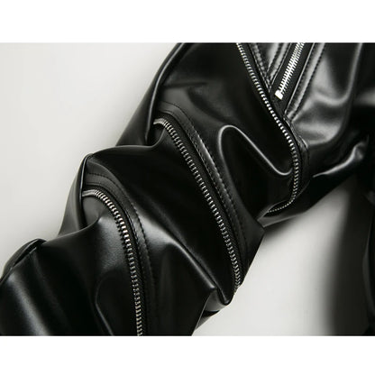 New Arrived Personality Male Leather Pants Male Slim