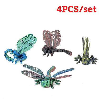 0709BA 3D Printed Dragonfly Figurine Collectible Desk Decor Transformable Design,For Halloween Christmas Xmas Thanksgiving Toy Kids