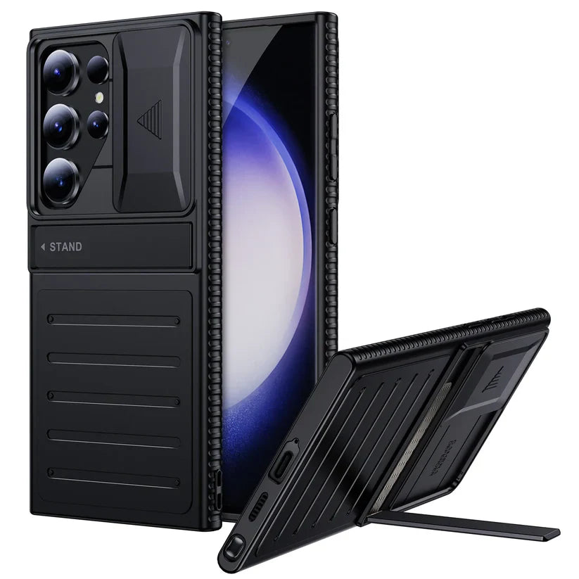 Armor Shield Slide Camera Stand Case - Samsung