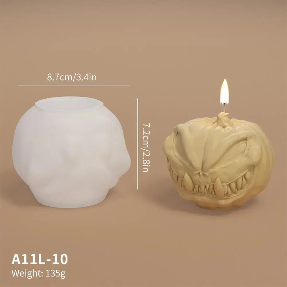 0709BA Halloween Pumpkin Candle Models Reusable Silicone Skeleton Skull Cast Halloween Home Decoration Tools For Resin Candle Ornament