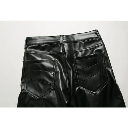 New Arrived Personality Male Leather Pants Male Slim