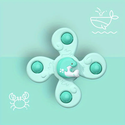 2407TA 1PC Baby Cartoon Sea Animal Spinners Toy ABS Suction Cup Spinning Top Gyro Stress Reliever Kids Bath Toys