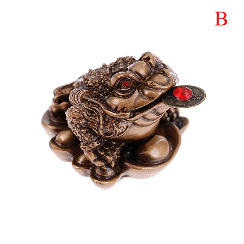 0907BA Feng Shui Toad Money LUCKY Fortune Wealth Chinese Golden Frog Toad Coin Home Office Decoration Lucky Gifts Tabletop Ornaments