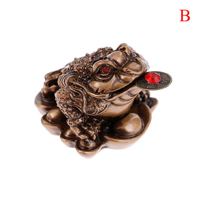 0907BA Feng Shui Toad Money LUCKY Fortune Wealth Chinese Golden Frog Toad Coin Home Office Decoration Lucky Gifts Tabletop Ornaments