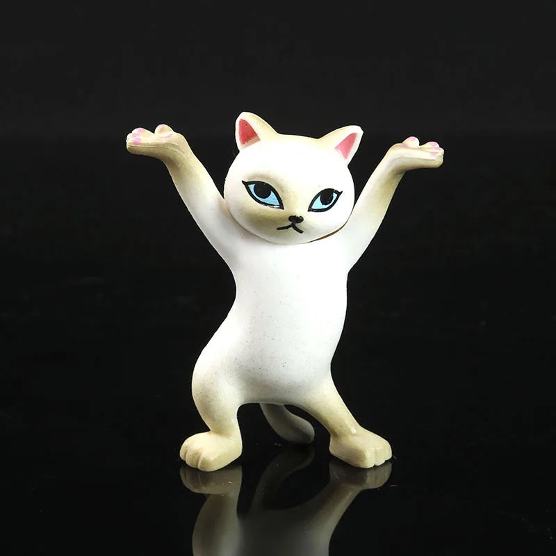 0907BA Kawaii Cats Pen Holder Funny Cat Doll Tabletop Figurines Plastic Crafts Earphone Holder For Office Home Decoration Accessories