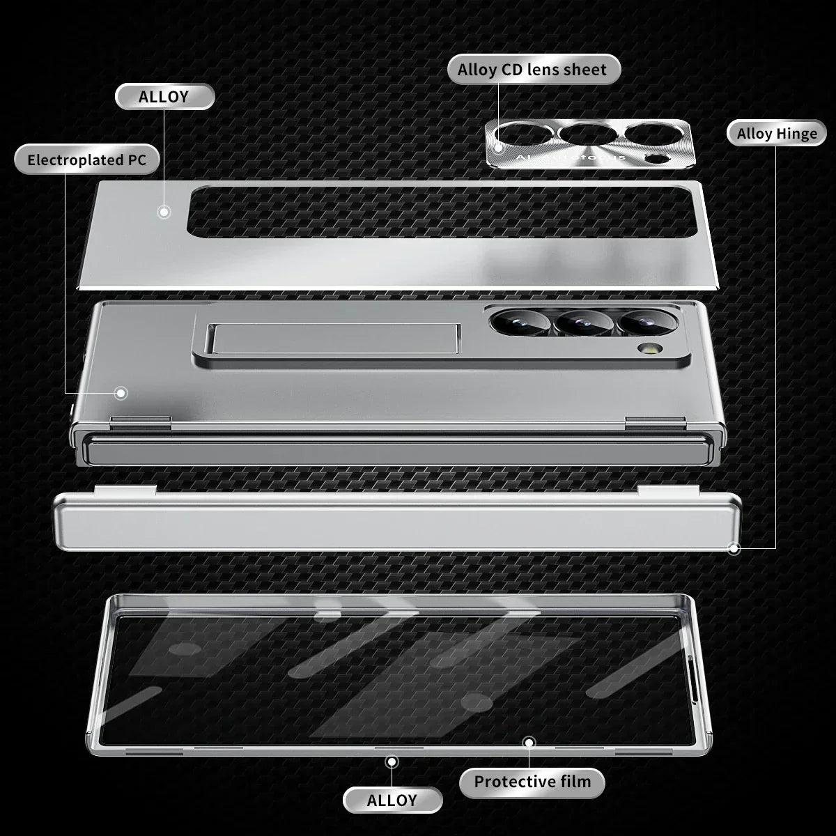 Galaxy Z Fold6 Ingenious Metal Kickstand Case with Pen Holder