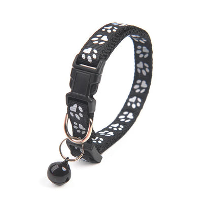 2307GP 1pc Cute Bell Collar For Cats Dog Collar Teddy Bomei Dog Cartoon Funny Footprint Collars Pet Bell Collar Home Pet Supplies