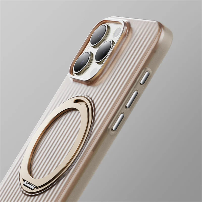 Ridged Stripes Magnetic Ring Stand Case - iPhone