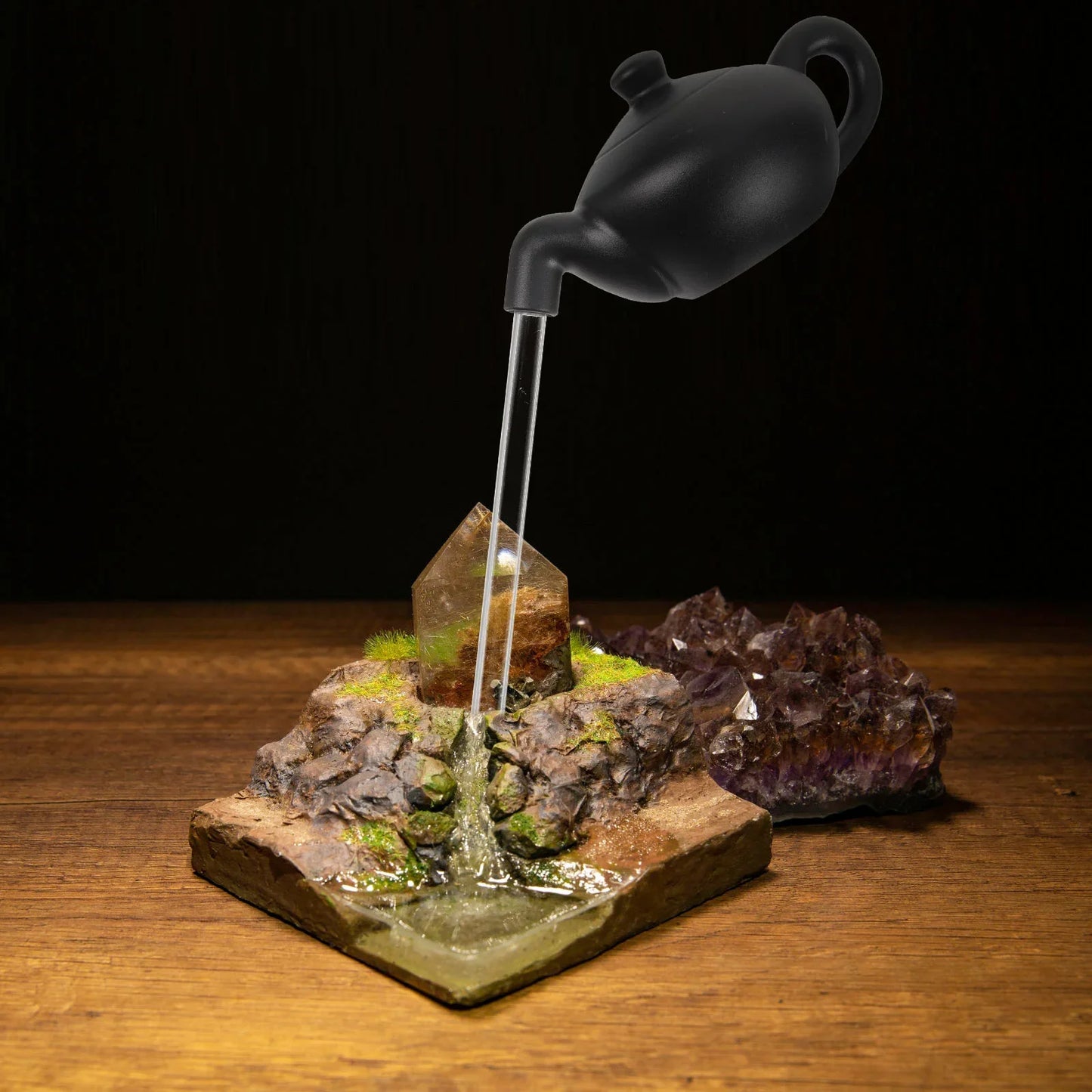 0907BA Home Decoration Indoor Desk Fountain Teapot Chinese Tabletop Tube Office Decore Ornament Zen Water