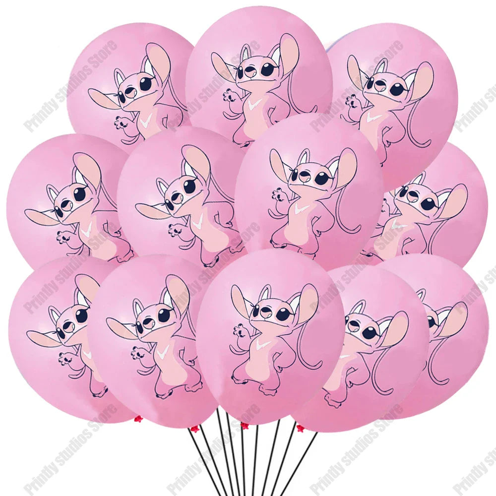2407TA 10PCS 12Inch Disney Lilo and Stitch  Latex Balloon Set Globo Boy Girl's Birthday Party Baby Shower Party Decorations Kid Toys