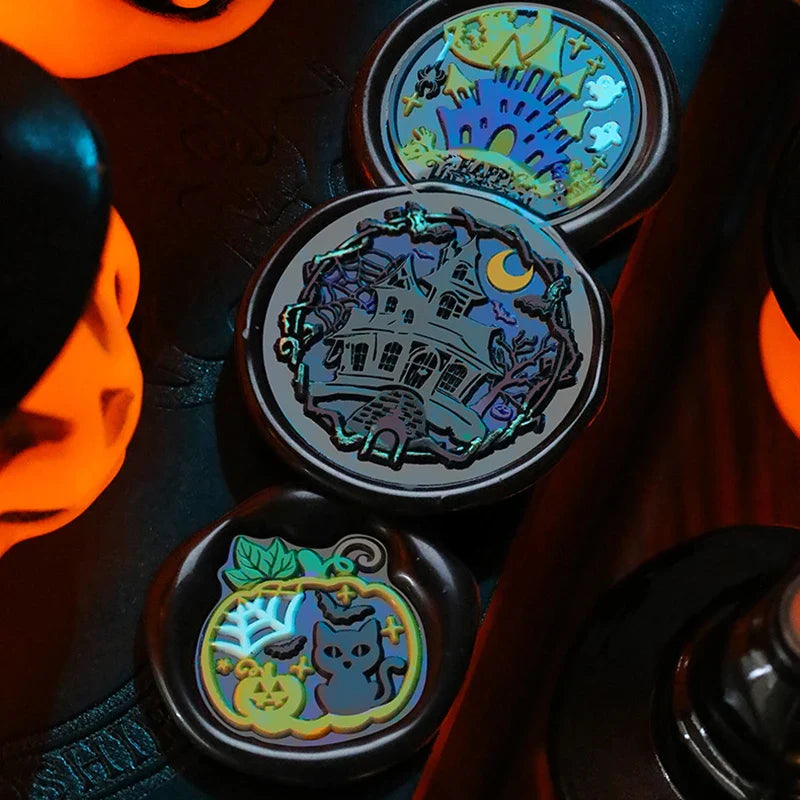 0709BA Halloween Series Wax Seal Stamp Copper Head Pumpkin Ghost Heart Rose DIY Holiday Invitation Envelope Card Scrapbooking Decor