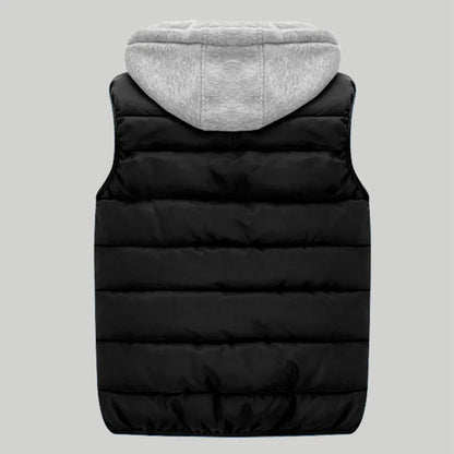 Men's Padded Vest Autumn Winter Hooded Jackets Outerwear