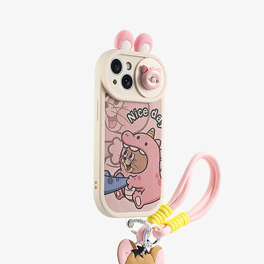 Cartoon Lens Glide Case with Lanyard