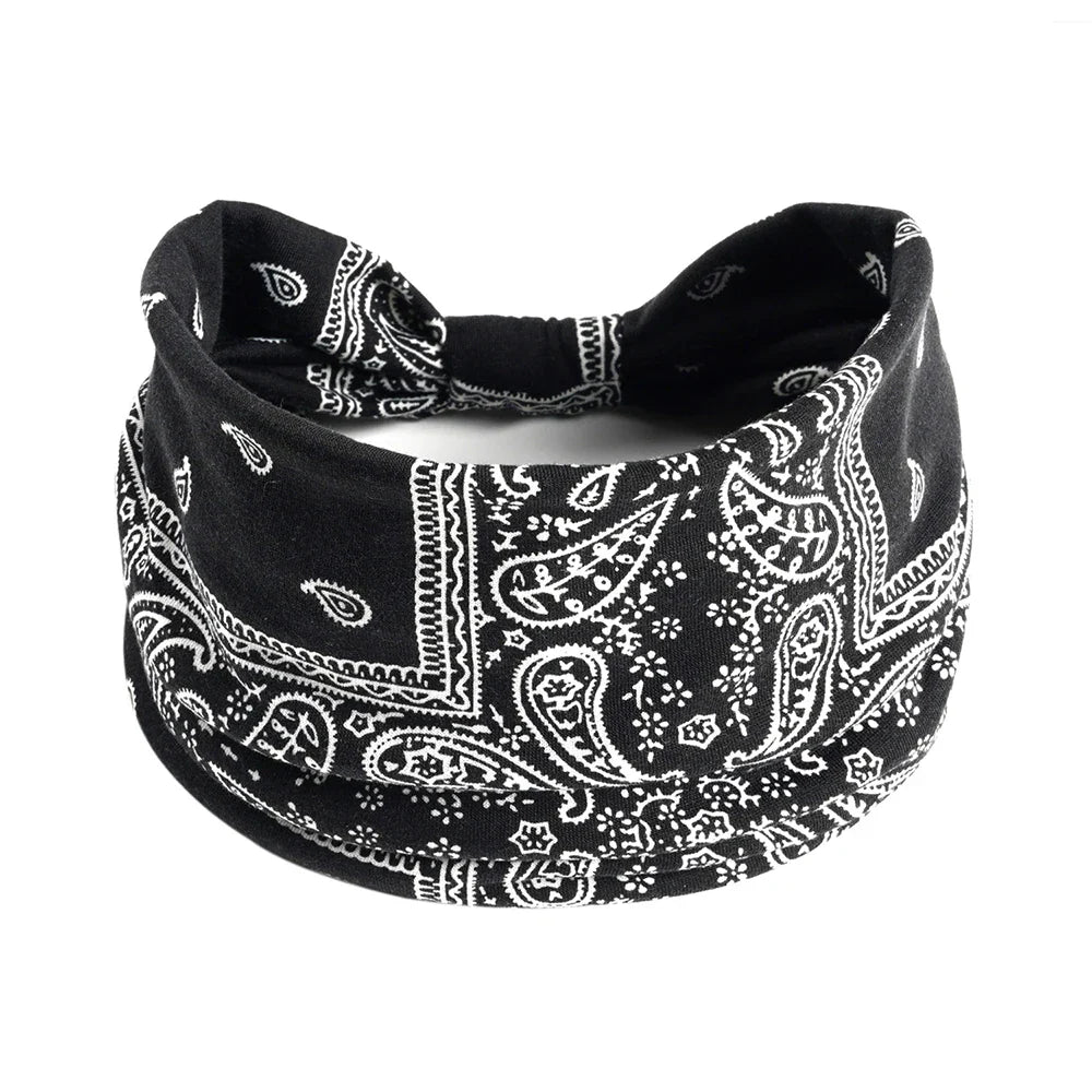 Wide Boho Headbands Elastic Bandana Non Slip Sweat Fashion Large Headwraps Hair Bands Headwear Sports, Running, Yoga