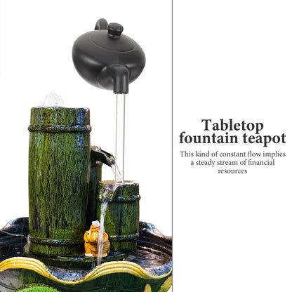 0907BA Home Decoration Indoor Desk Fountain Teapot Chinese Tabletop Tube Office Decore Ornament Zen Water