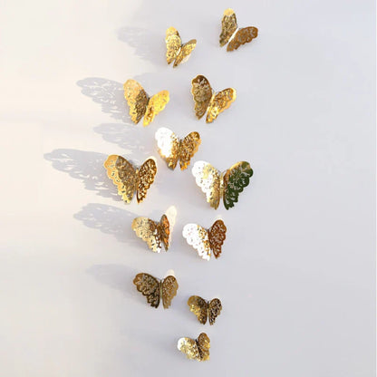 0407GG 12Pcs Fashion 3D Hollow Butterfly Creative Wall Sticker For DIY Wall Stickers Modern Wall Art Home Decorations DIY Gift