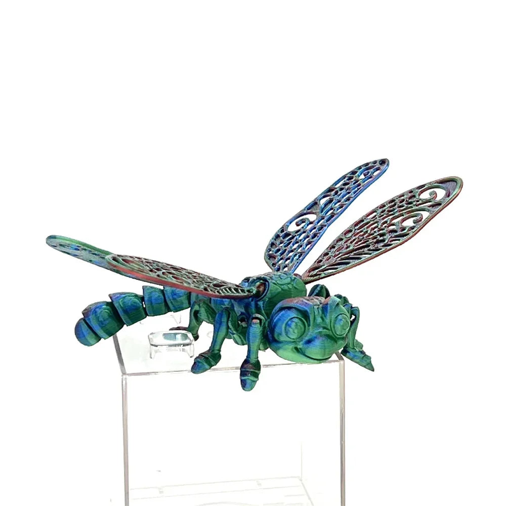 0709BA 3D Printed Dragonfly Figurine Collectible Desk Decor Transformable Design,For Halloween Christmas Xmas Thanksgiving Toy Kids