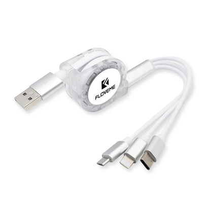 0907GG FLOVEME 3 in 1 USB Cable For Lightning Type C Micro USB Fast Charging Cable For iPhone 14 Charger Android Phones Quick Charge