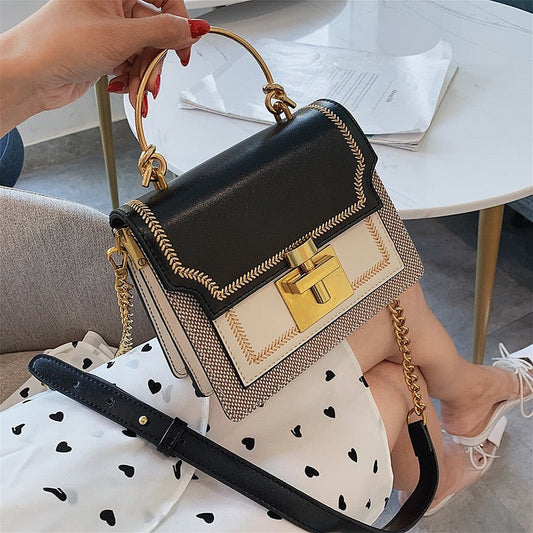 Vintage Lock Detail Shoulder Bag