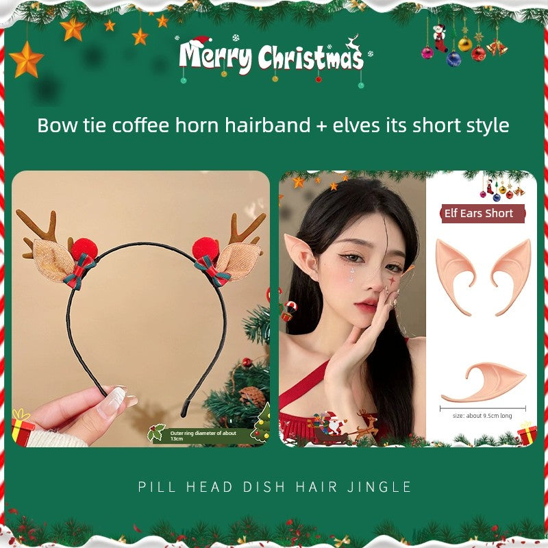 0709BA Christmas Cos Props Cute Hairpin Elf Ears