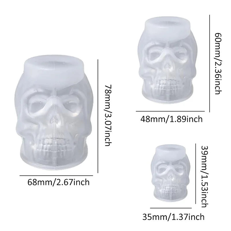 0709BA 3D Skull Silicone Candle Mold, Multi Size, Creative Handmade Aroma Plaster, Halloween Ornaments, Resin Epoxy