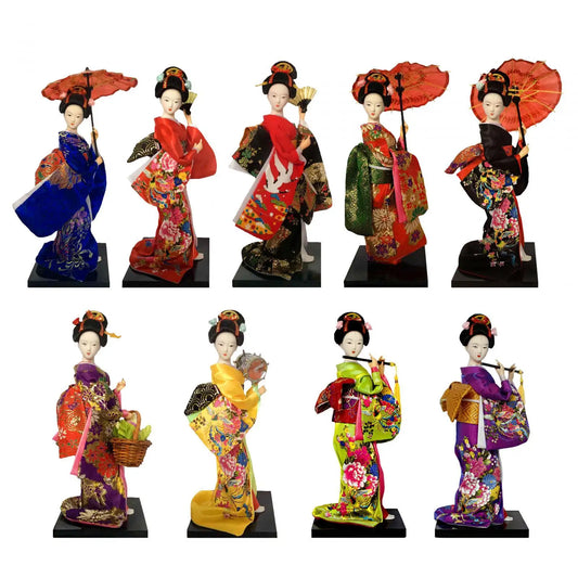 0907BA Ethnic Japanese Geisha Dolls Resin Kimono Dolls Miniature Figurines  Vintage Style Lady Statue for Home Tabletop Decoration