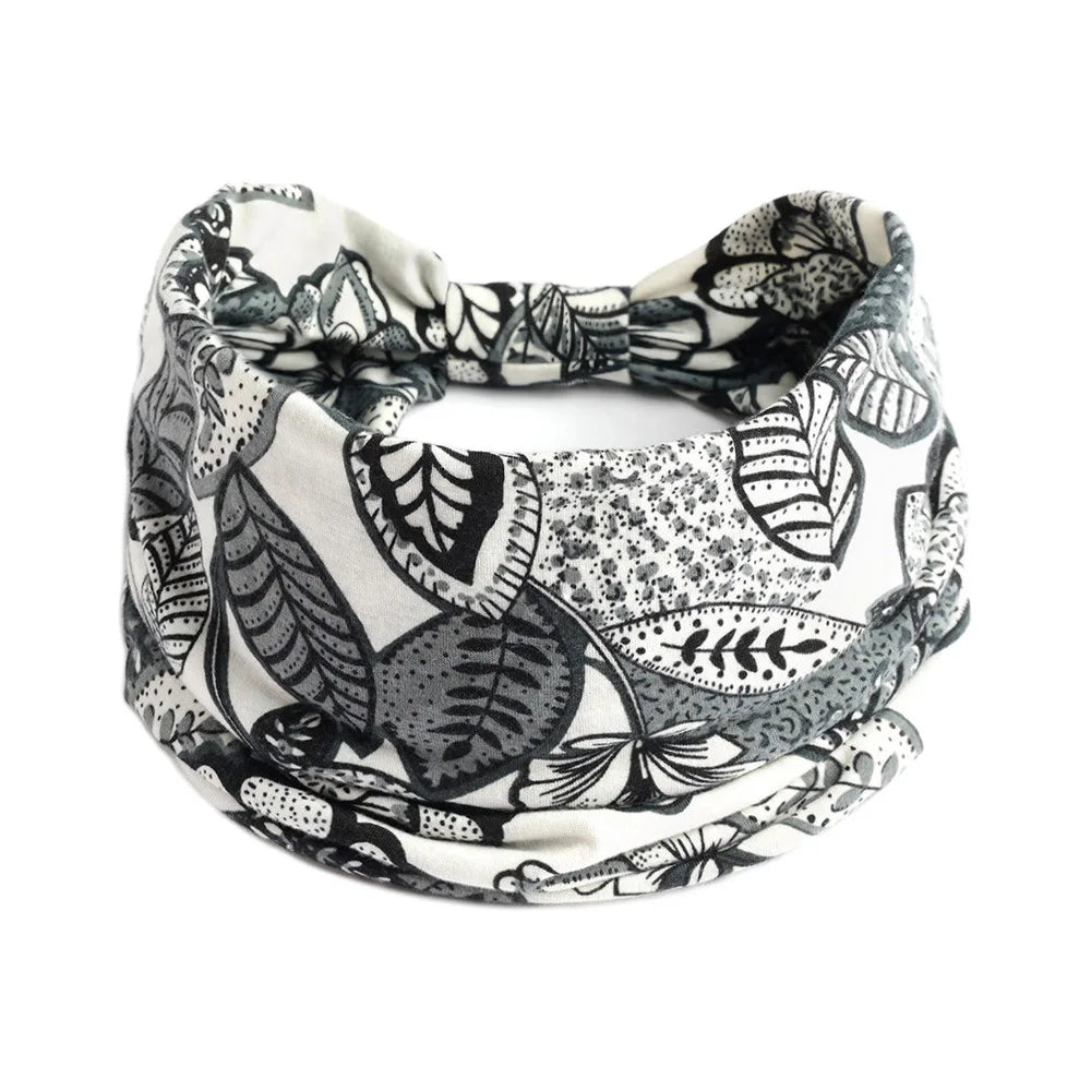 Wide Bandana headbands for Women Boho Bandeau Headbands Knot Hair Scarf Bands Stretch Floral Printed Non Slip Headbands Elastic