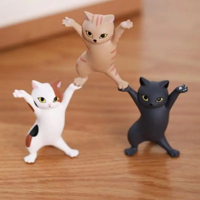0907BA Kawaii Cats Pen Holder Funny Cat Doll Tabletop Figurines Plastic Crafts Earphone Holder For Office Home Decoration Accessories