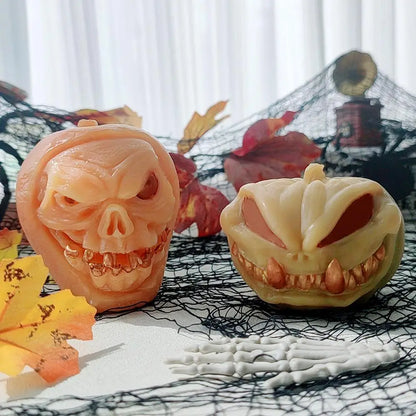 0709BA Halloween Pumpkin Candle Models Reusable Silicone Skeleton Skull Cast Halloween Home Decoration Tools For Resin Candle Ornament