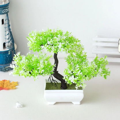 0407GG Artificial Plant Bonsai Plastic Small Tree Pot Fake Plant Flower Potted Ornaments for Home Room Table Garden Hotel Decoration