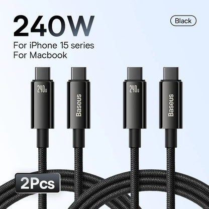 240W USB C Cable for iPhone 15 PD3.1 Supercharge for Macbook PC Realme