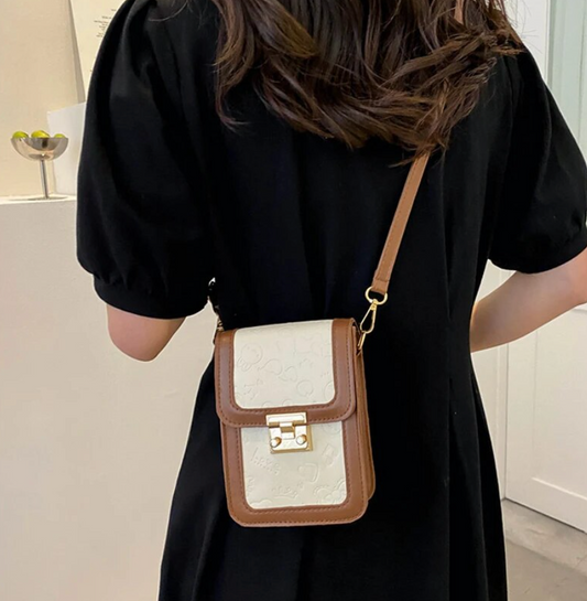 Designer PU Leather Two Tone Flap Square Bag