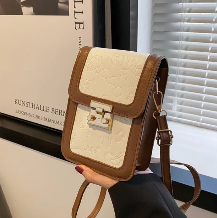 Designer PU Leather Two Tone Flap Square Bag