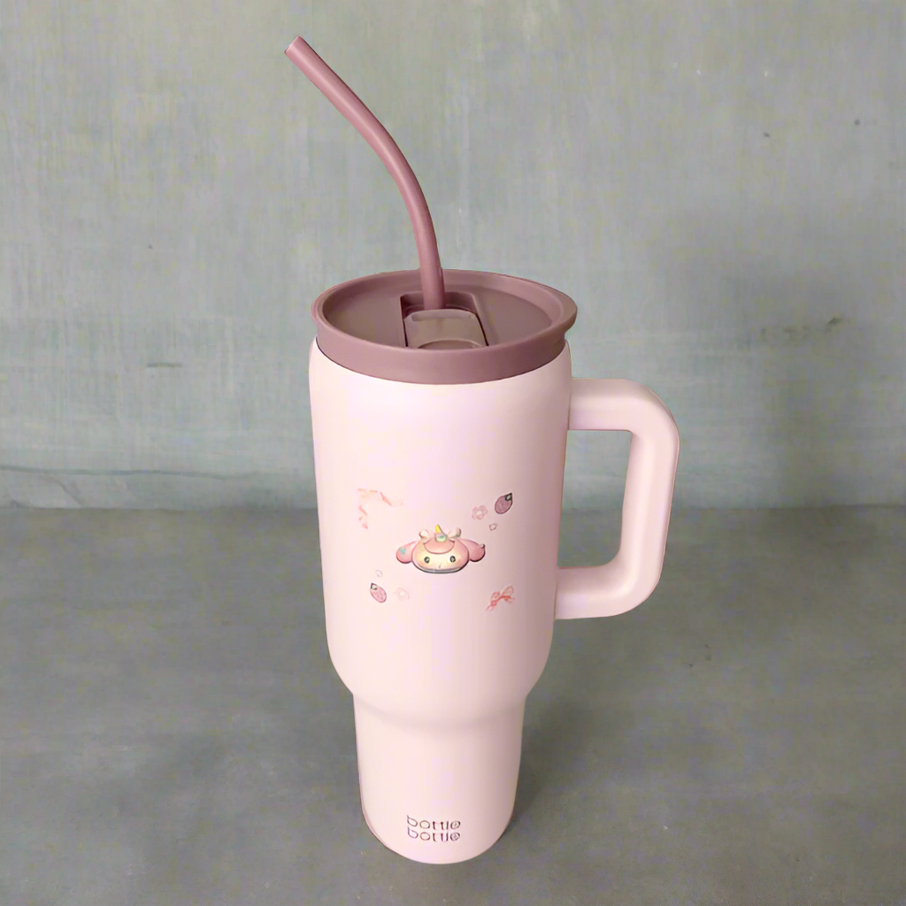 Lavender Stainless Steel tumbler With Straw & Charms