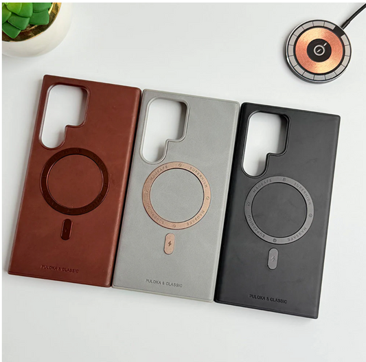 Elite Shield Leather MagSafe Ring Holder Case - Samsung