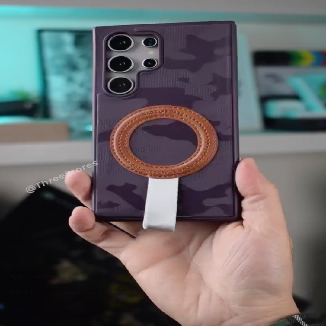Galaxy S24 Ultra Camo Leather Ring Stand Case