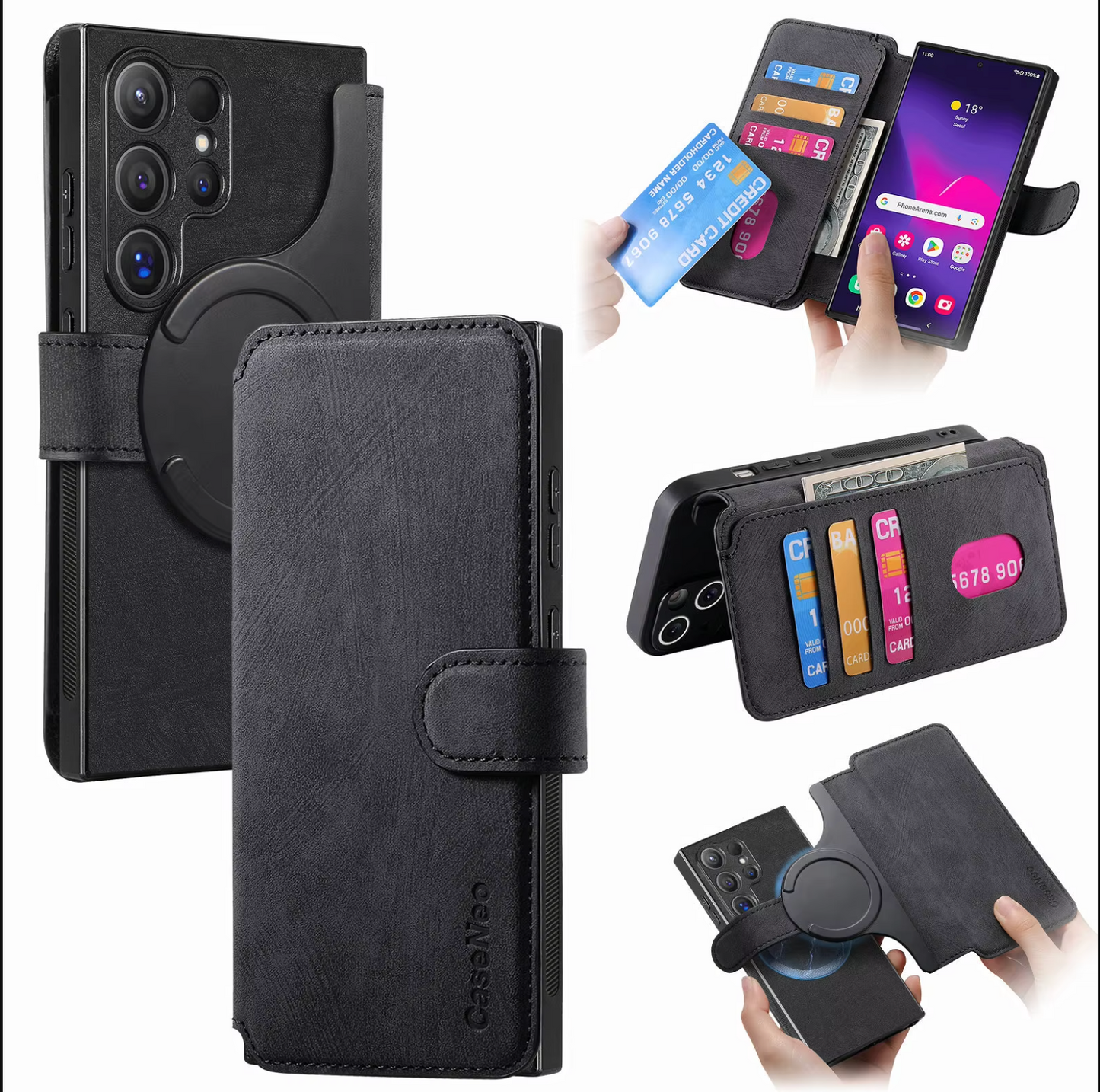 Detachable 2-in-1 Magnetic PU Leather Wallet Case