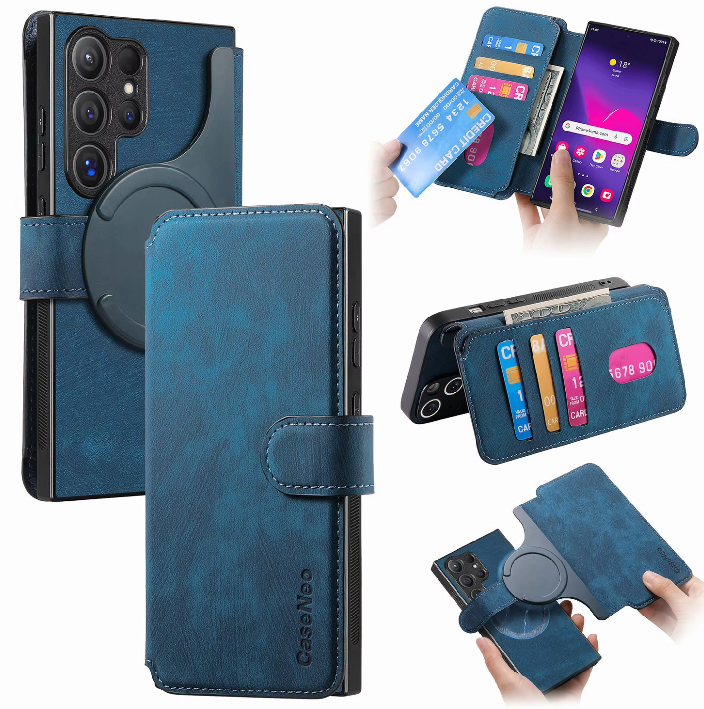Detachable 2-in-1 Magnetic PU Leather Wallet Case