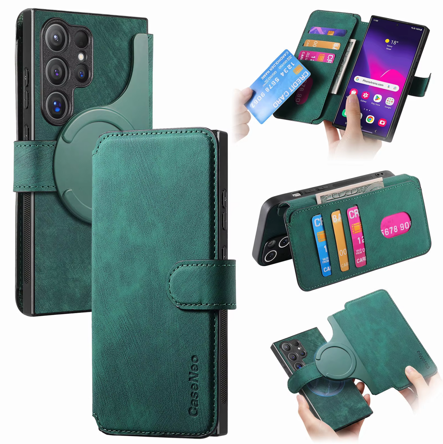 Detachable 2-in-1 Magnetic PU Leather Wallet Case