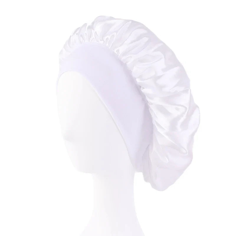 New Women's Satin Solid Wide-brimmed Sleeping Hat