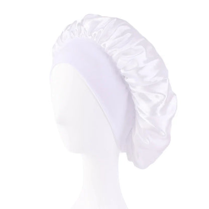 New Women's Satin Solid Wide-brimmed Sleeping Hat