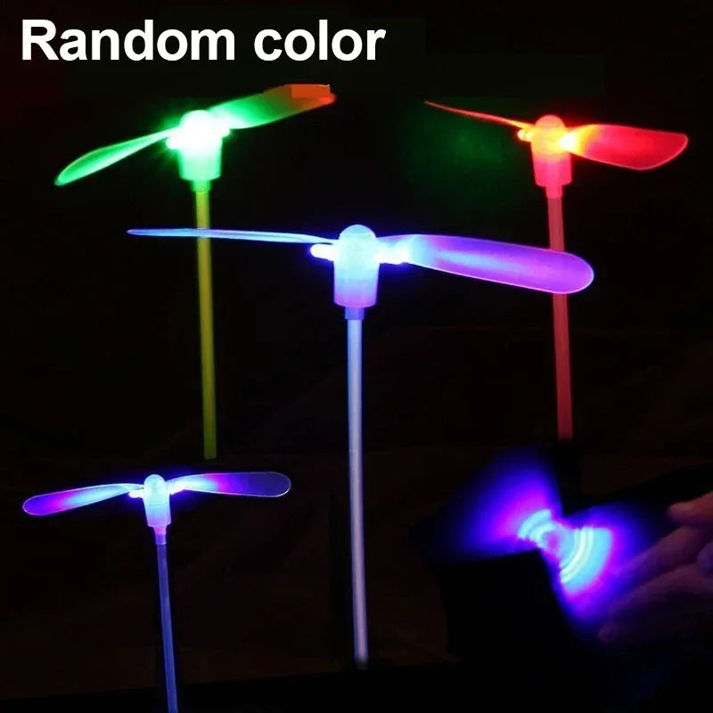 2407TA LED Luminous Bamboo Dragonfly Flying Saucers with Light Outdoor Night Shooting Helicopters Flying Toys Kids Birthday Party Props