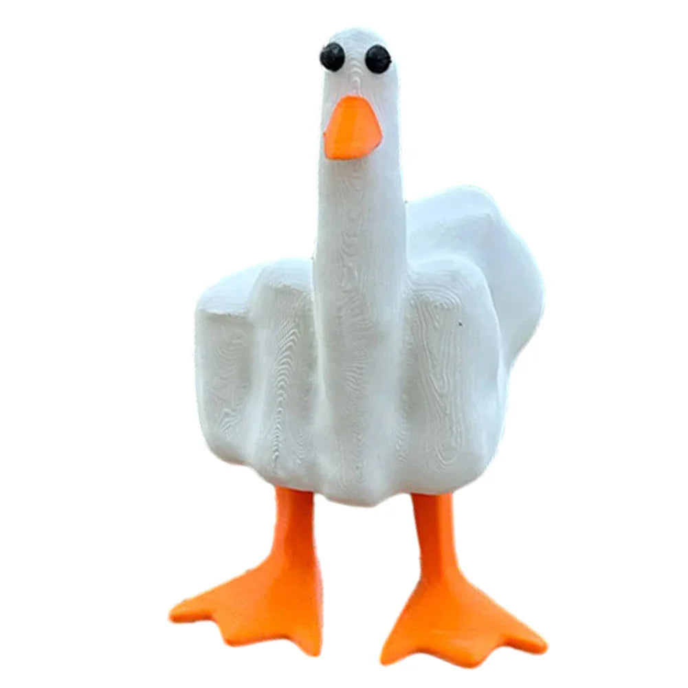 0907BA Middle Finger Duck Decorative Figurine Resin Tabletop Duck Ornament 7.5cm Mini Duck Decor for Home Garden Desk Decoration
