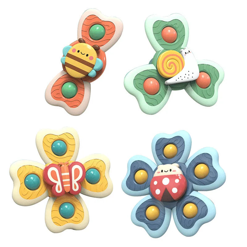 2407TA 1PC Baby Cartoon Sea Animal Spinners Toy ABS Suction Cup Spinning Top Gyro Stress Reliever Kids Bath Toys