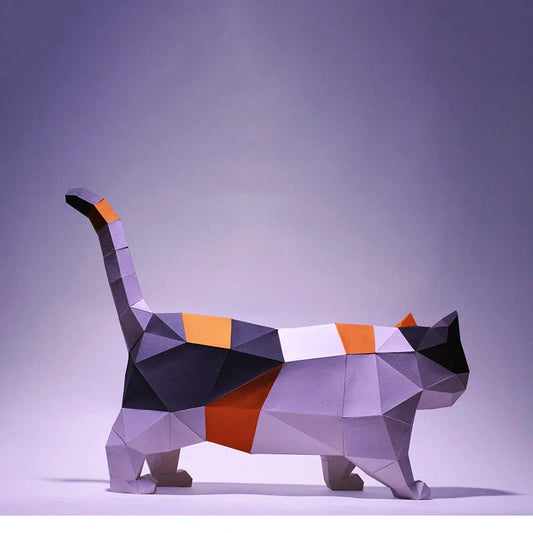 0709BA 3D Paper Mold Non-Finished Fat Cat Model Folding Paper Work Party DIY Craft Home Desk Floor Craft Decor Figurines Miniatures